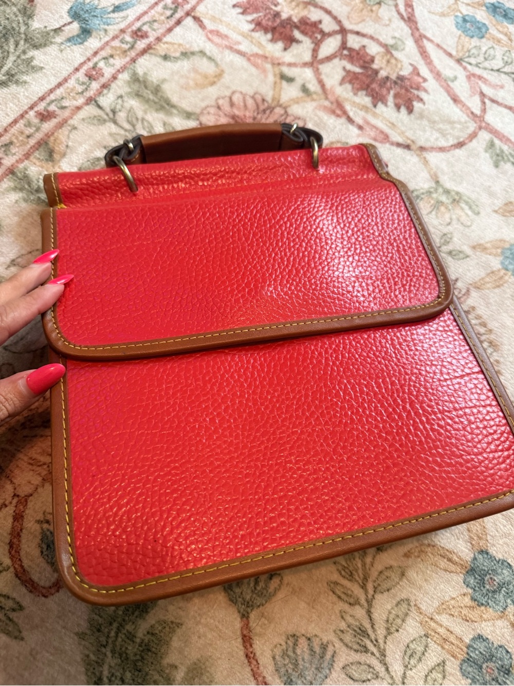 Dooney & Bourke Red and Brown Leather Messenger Bag - Picture 11 of 15